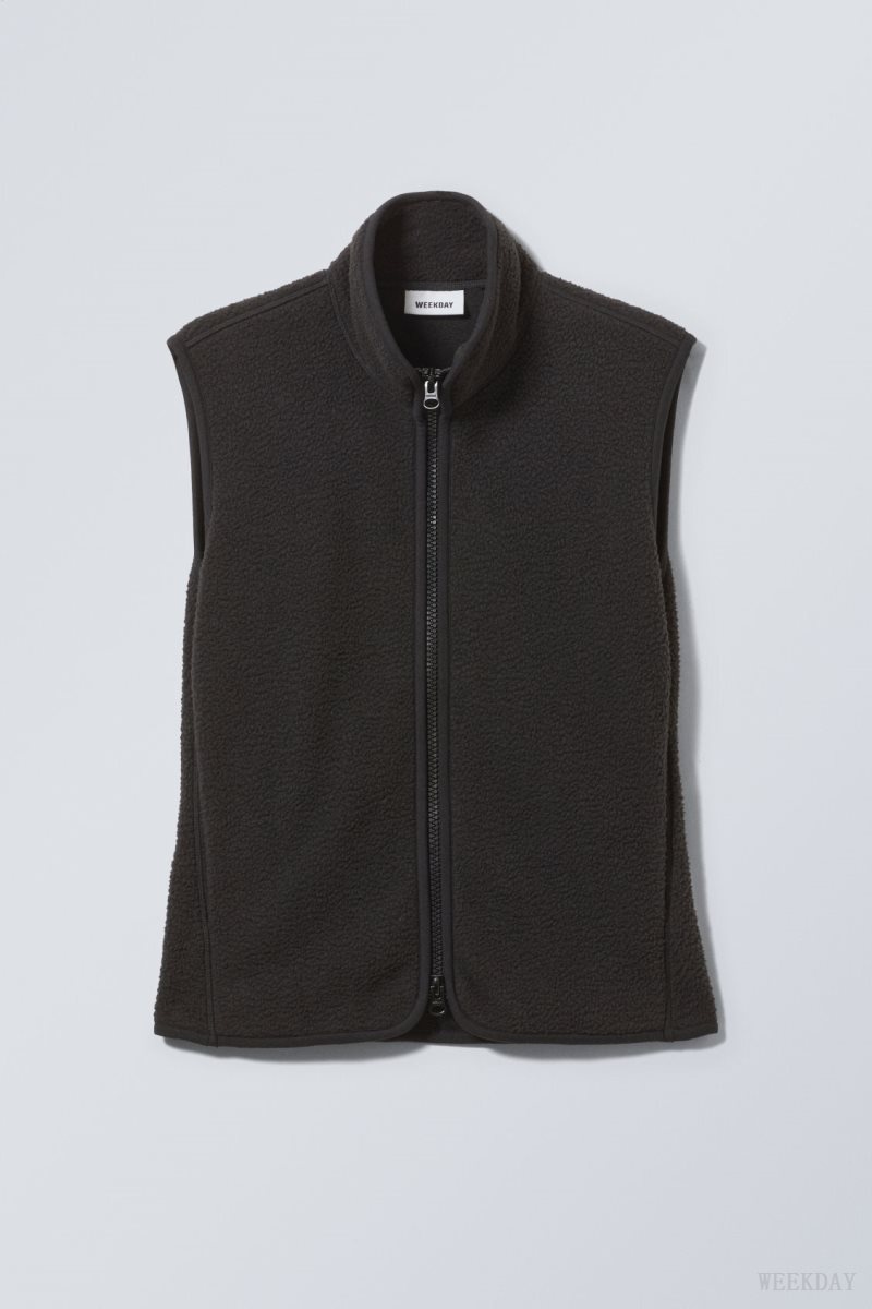 Black Weekday Any Fleece Vest | NHRB6159