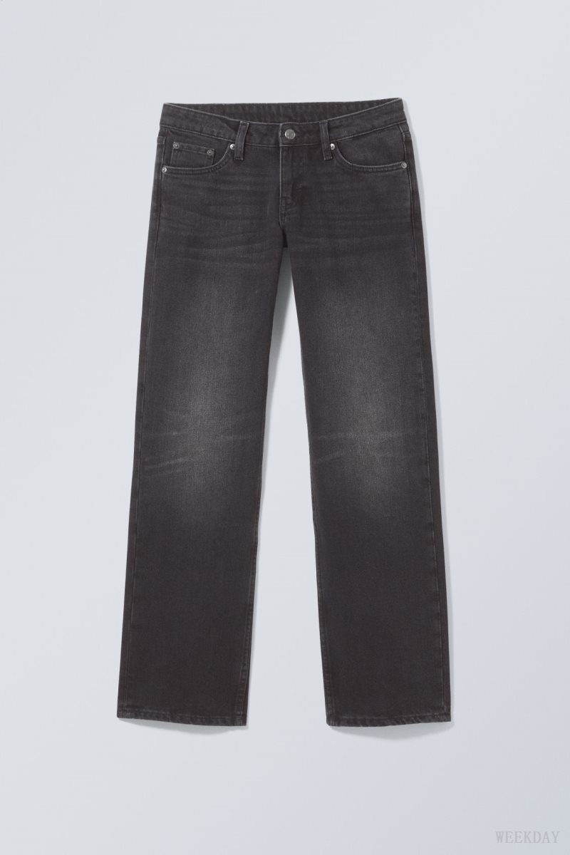 Black Weekday Arrow Low Straight Jeans | ZPVK5190