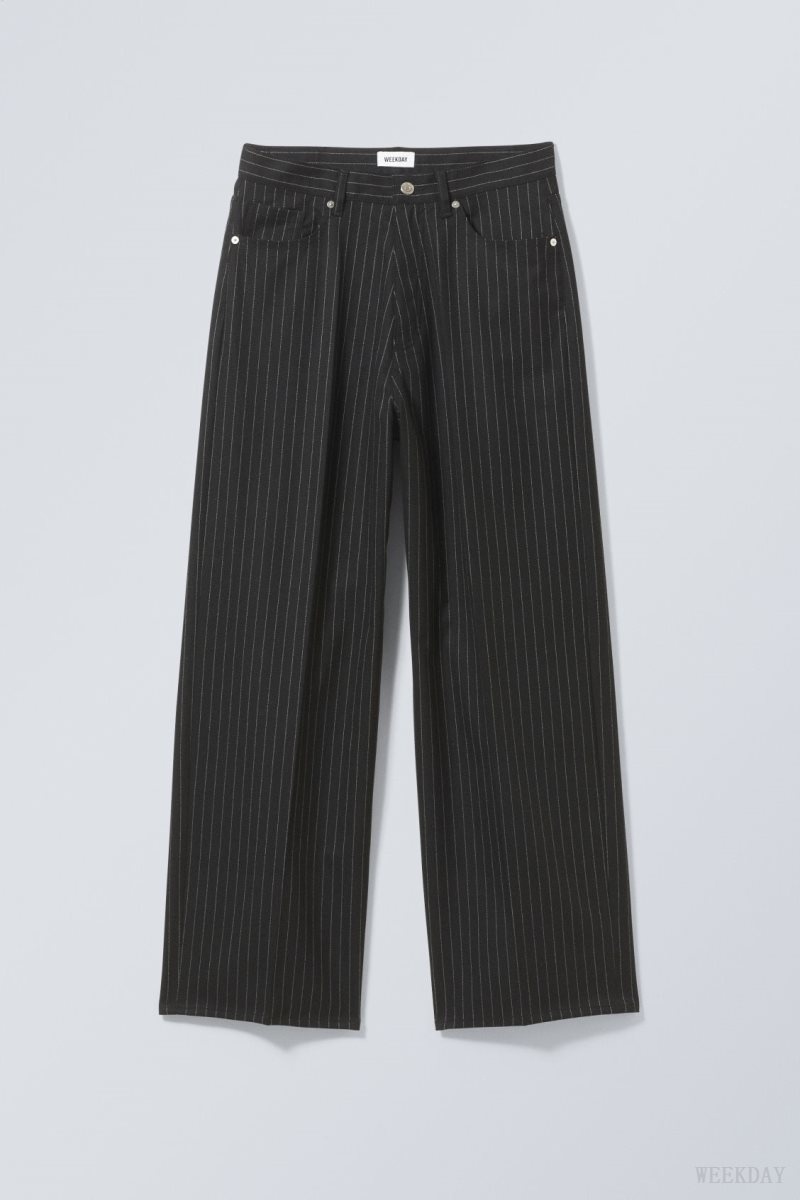 Black Weekday Astro Baggy Suit Trousers | XYKV0772