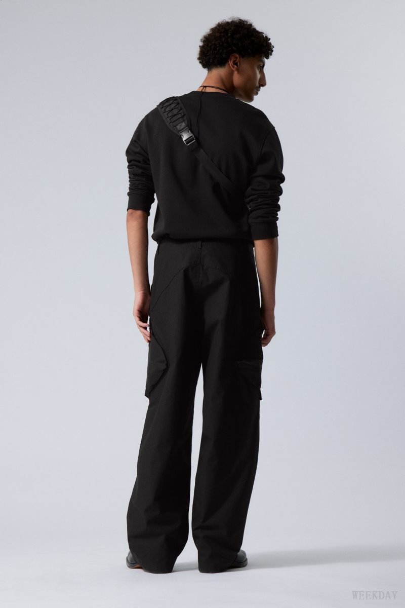 Black Weekday Astro Loose Asymmetric Cargo Trousers | JRDR0692