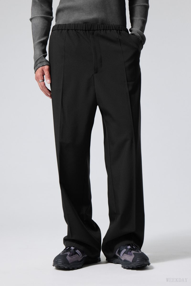 Black Weekday Axel Relaxed Suit Trousers | WIYO8403