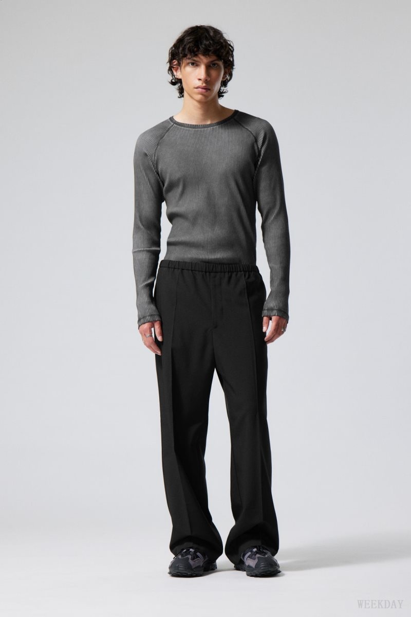 Black Weekday Axel Relaxed Suit Trousers | WIYO8403