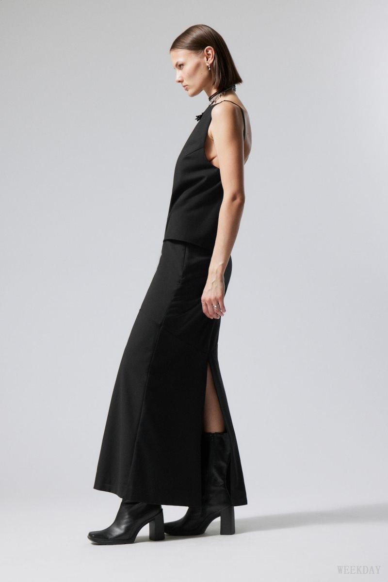 Black Weekday Base Long Skirt | PHNB8848