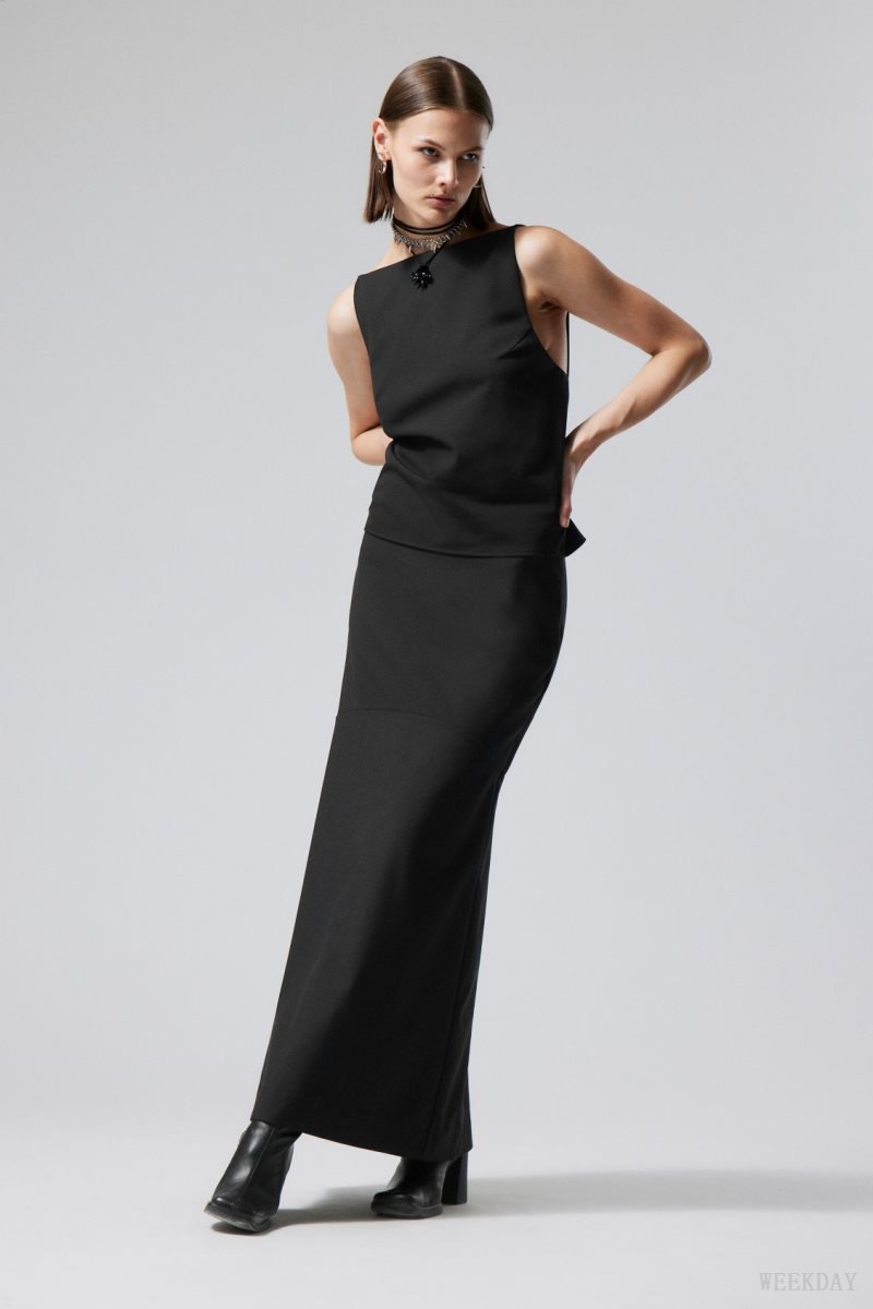 Black Weekday Base Long Skirt | PHNB8848