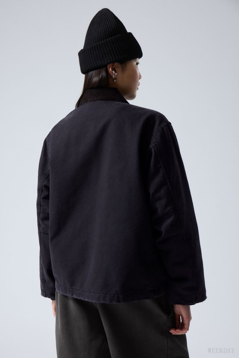 Black Weekday Belle Washed Canvas Jacket | FAJW6673