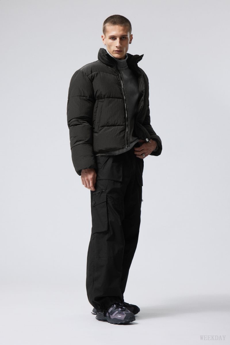 Black Weekday Ben Ripstop Puffer Jacket | AMAX5912