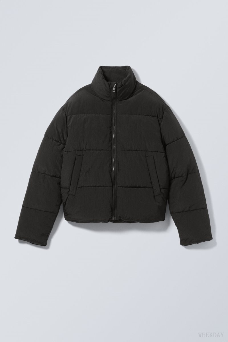 Black Weekday Ben Ripstop Puffer Jacket | AMAX5912