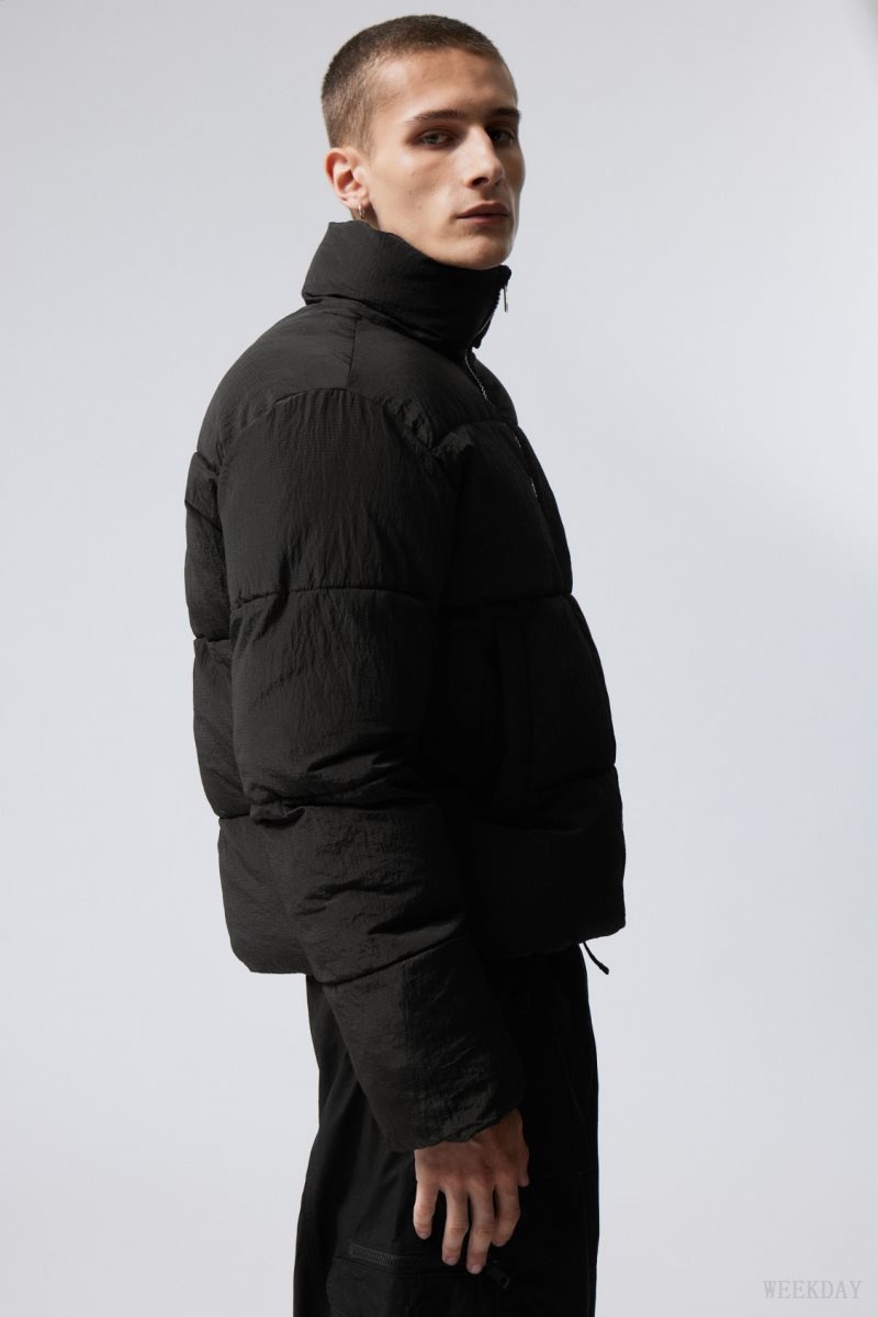 Black Weekday Ben Ripstop Puffer Jacket | AMAX5912