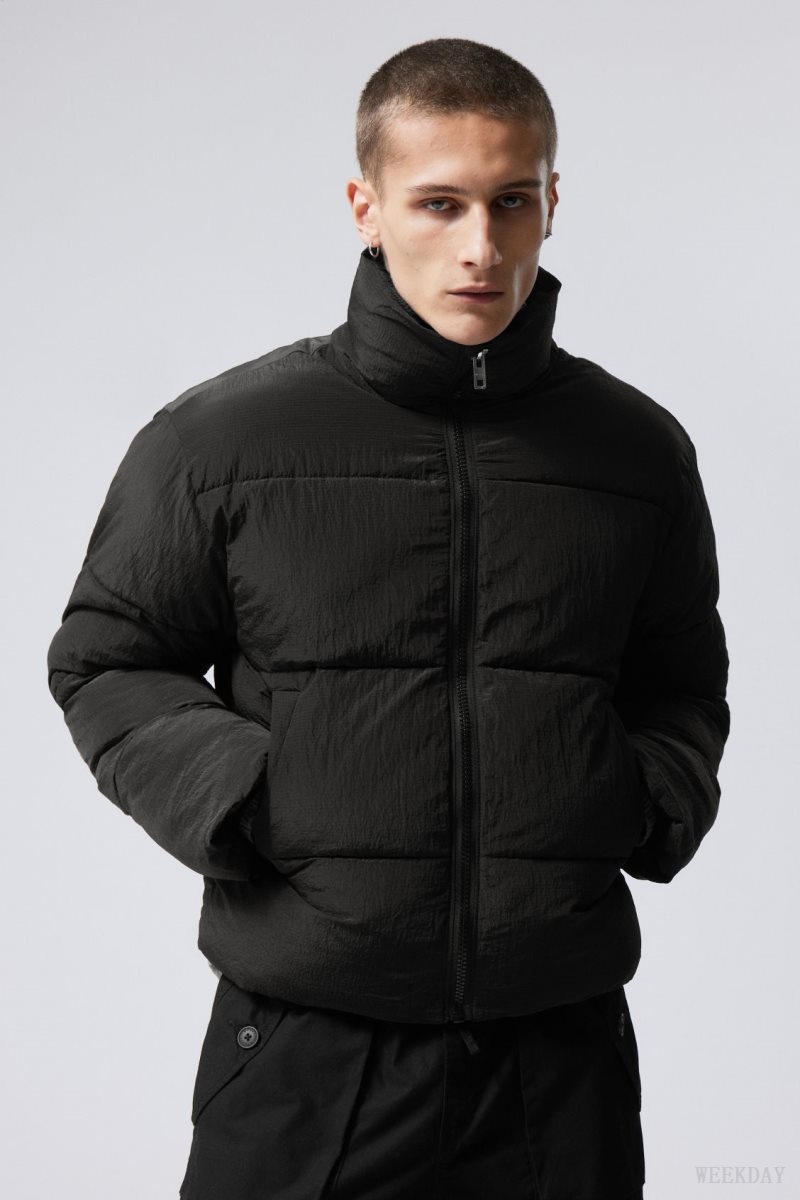 Black Weekday Ben Ripstop Puffer Jacket | AMAX5912