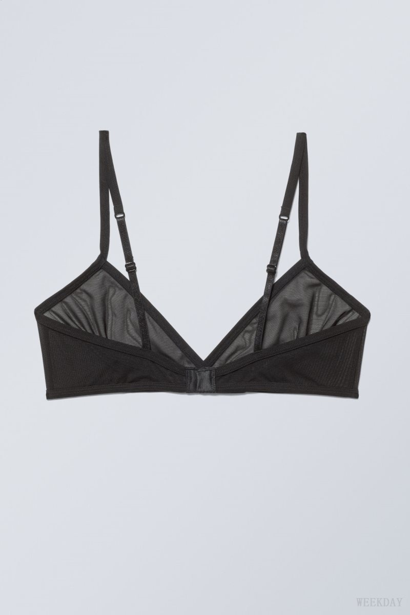 Black Weekday Bonnie Mesh Triangle Bralette Bralette | GHWA8411