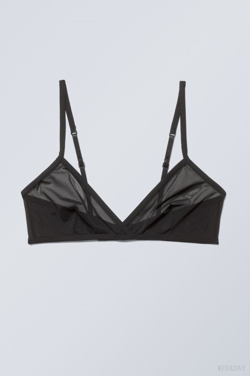 Black Weekday Bonnie Mesh Triangle Bralette Bralette | GHWA8411