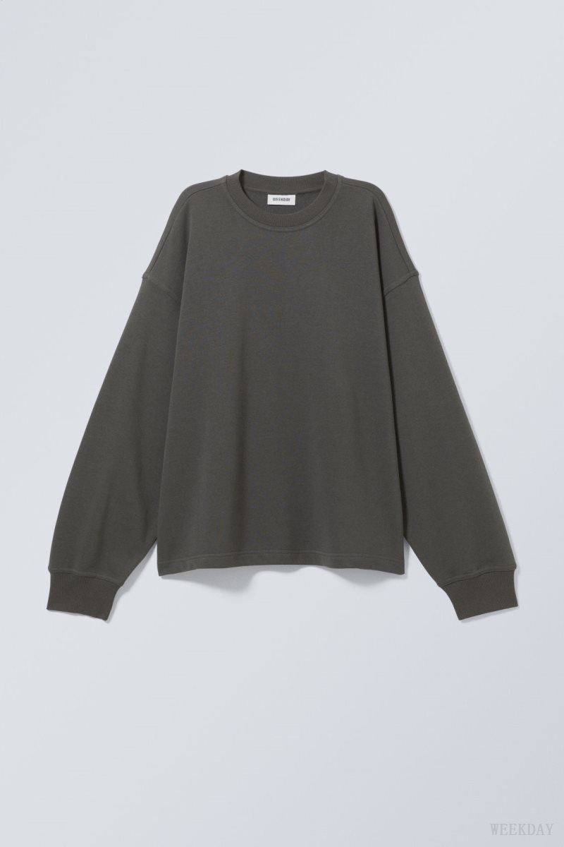 Black Weekday Boxy Crew Neck Sweatshirt | VHJV7145