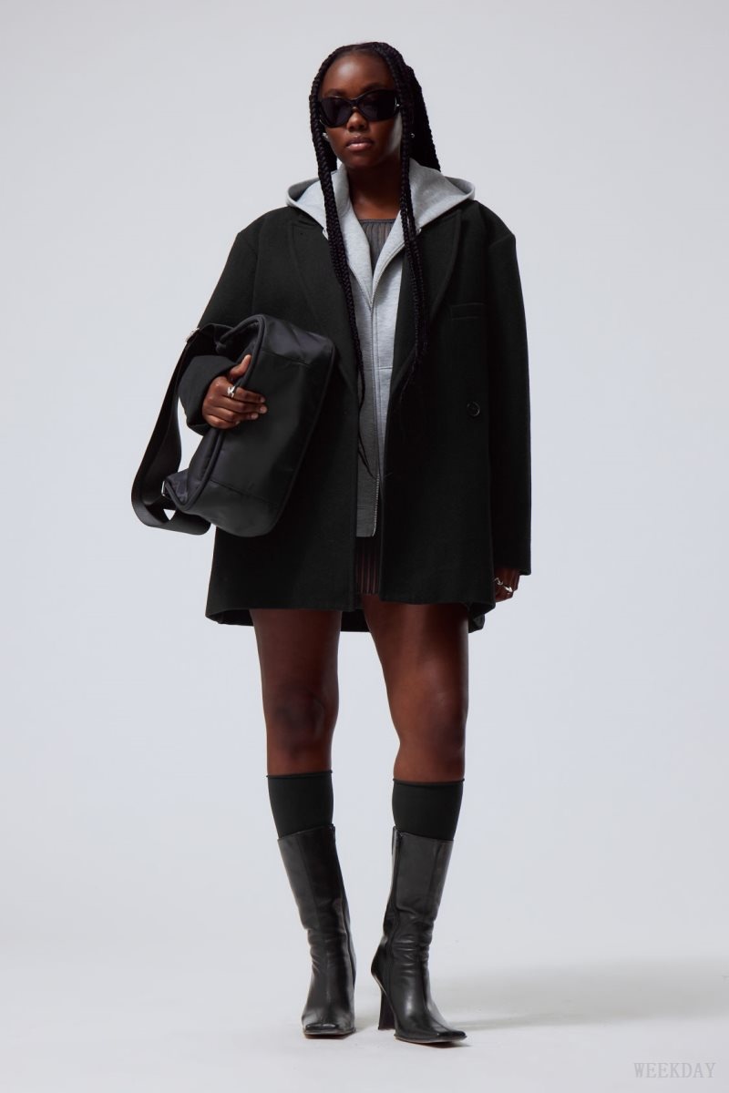 Black Weekday Carla Oversized Wool Blend Jacket | VFUH1126