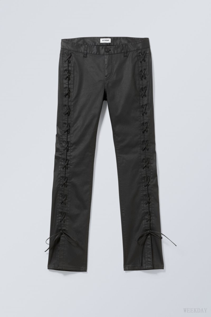 Black Weekday Cassidy Lace Up Trouser | QWAF3820