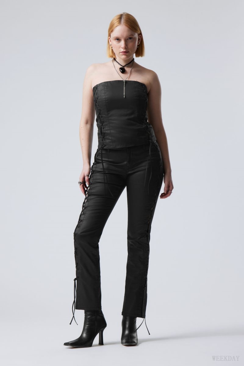 Black Weekday Cassidy Lace Up Trouser | QWAF3820