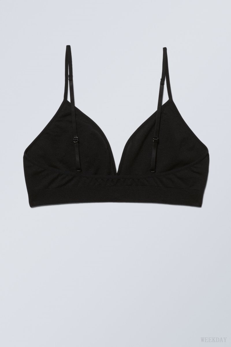 Black Weekday Cat Soft Triangle Bra Bra | JMBO9403