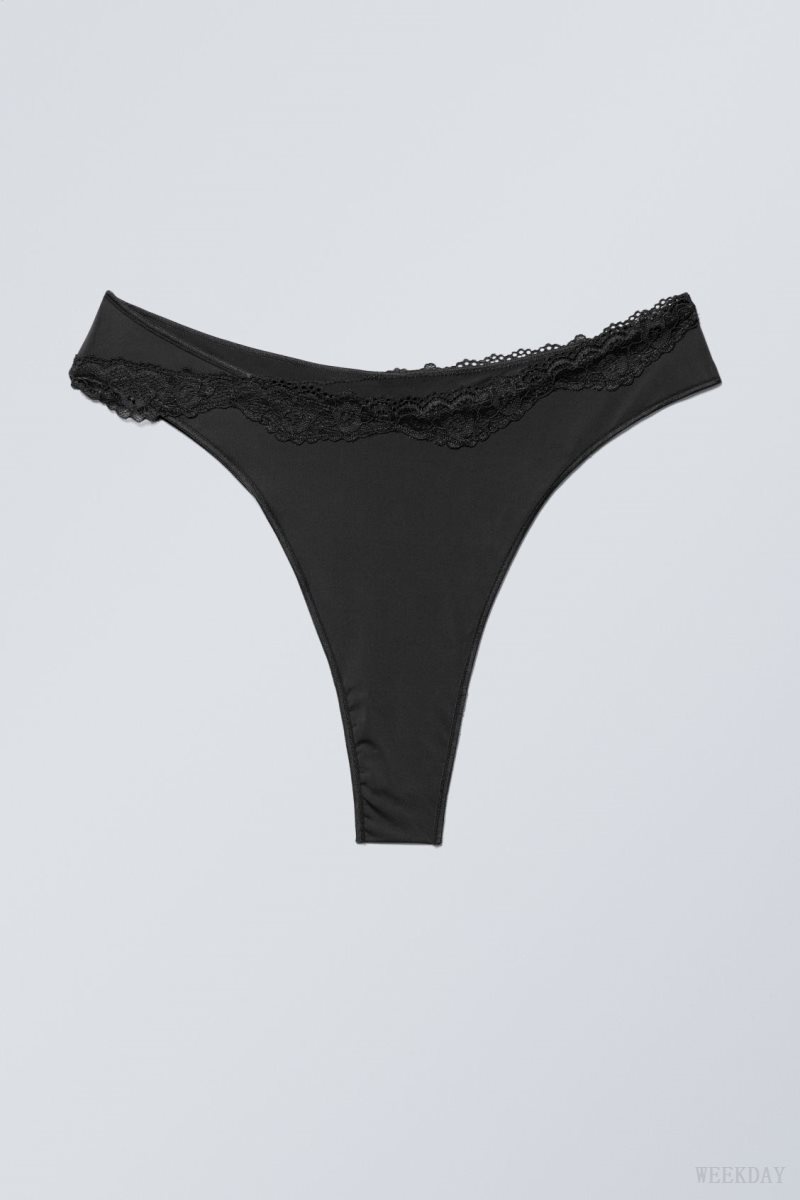 Black Weekday Cleo Lace Brazilian Briefs Briefs | ERNO1737