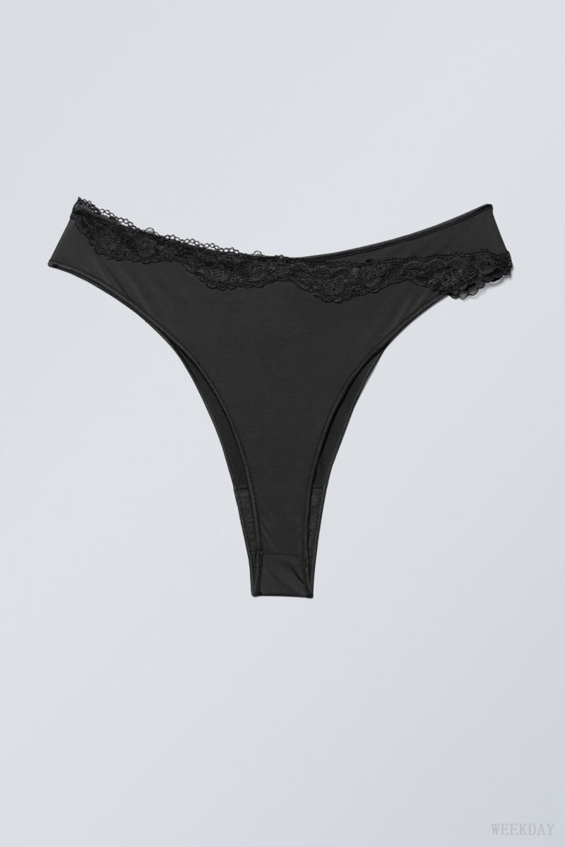 Black Weekday Cleo Lace Brazilian Briefs Briefs | ERNO1737