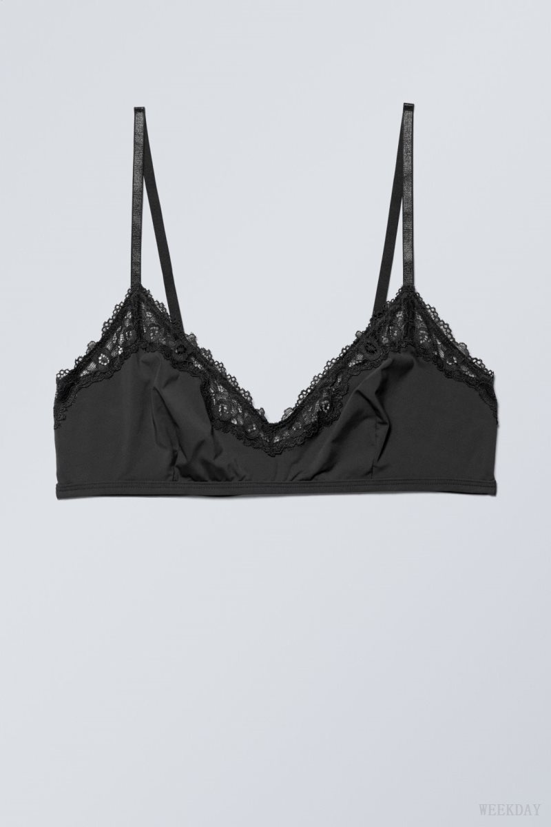 Black Weekday Cleo triangle bralette Bralette | BOJP7778