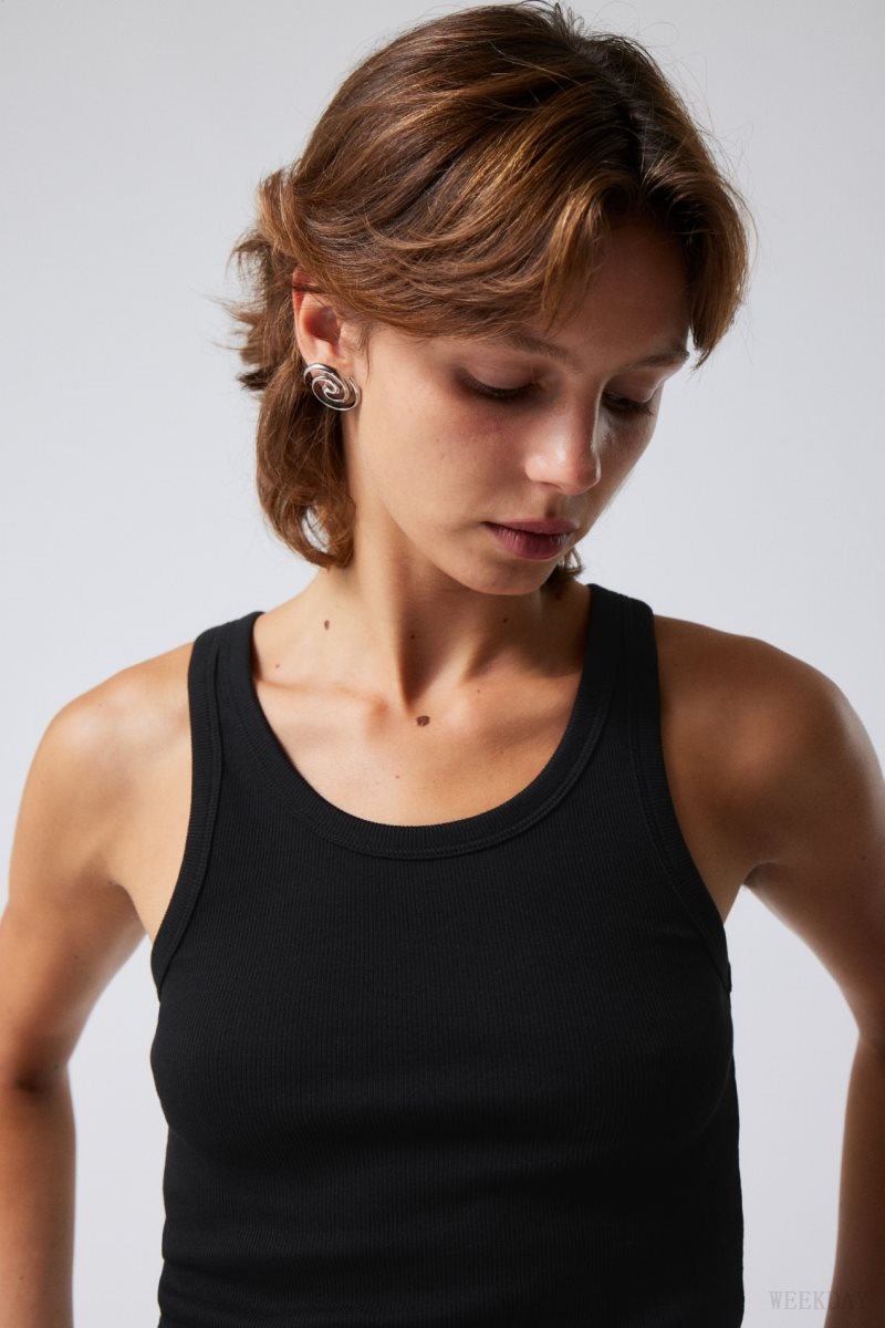 Black Weekday Close Fitted Tank Top | LMHS7669