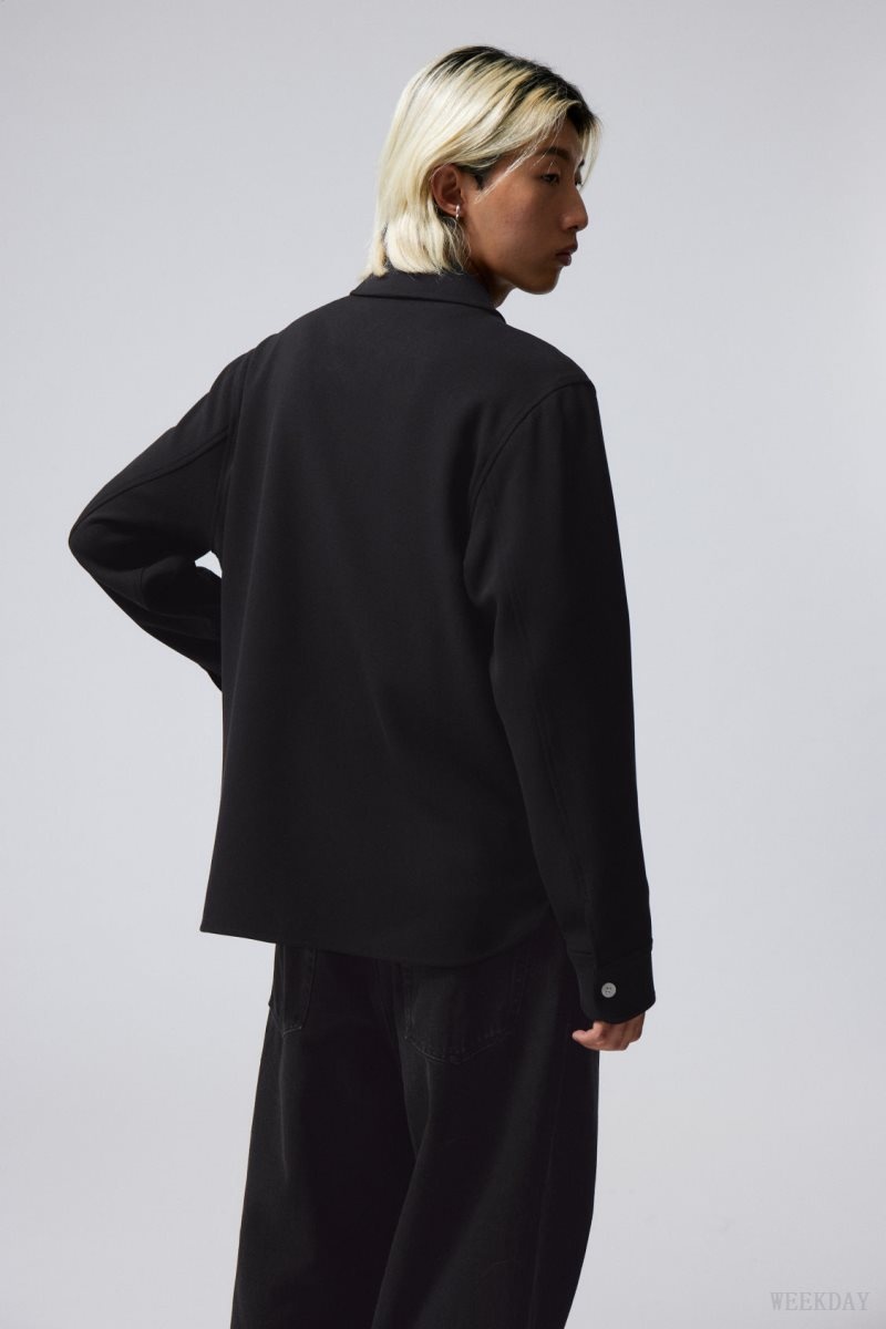 Black Weekday Curtis Relaxed Overshirt | NAAP4452