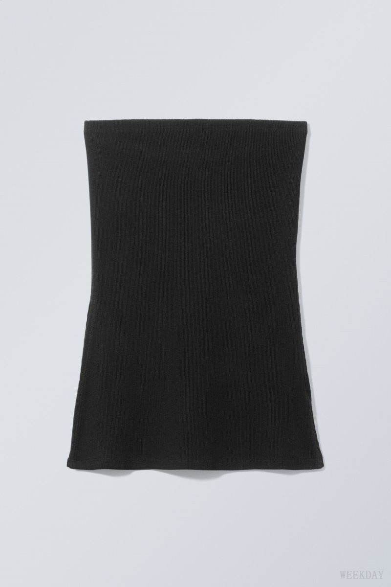 Black Weekday Cybele Slit Tube Top | QZWS6239