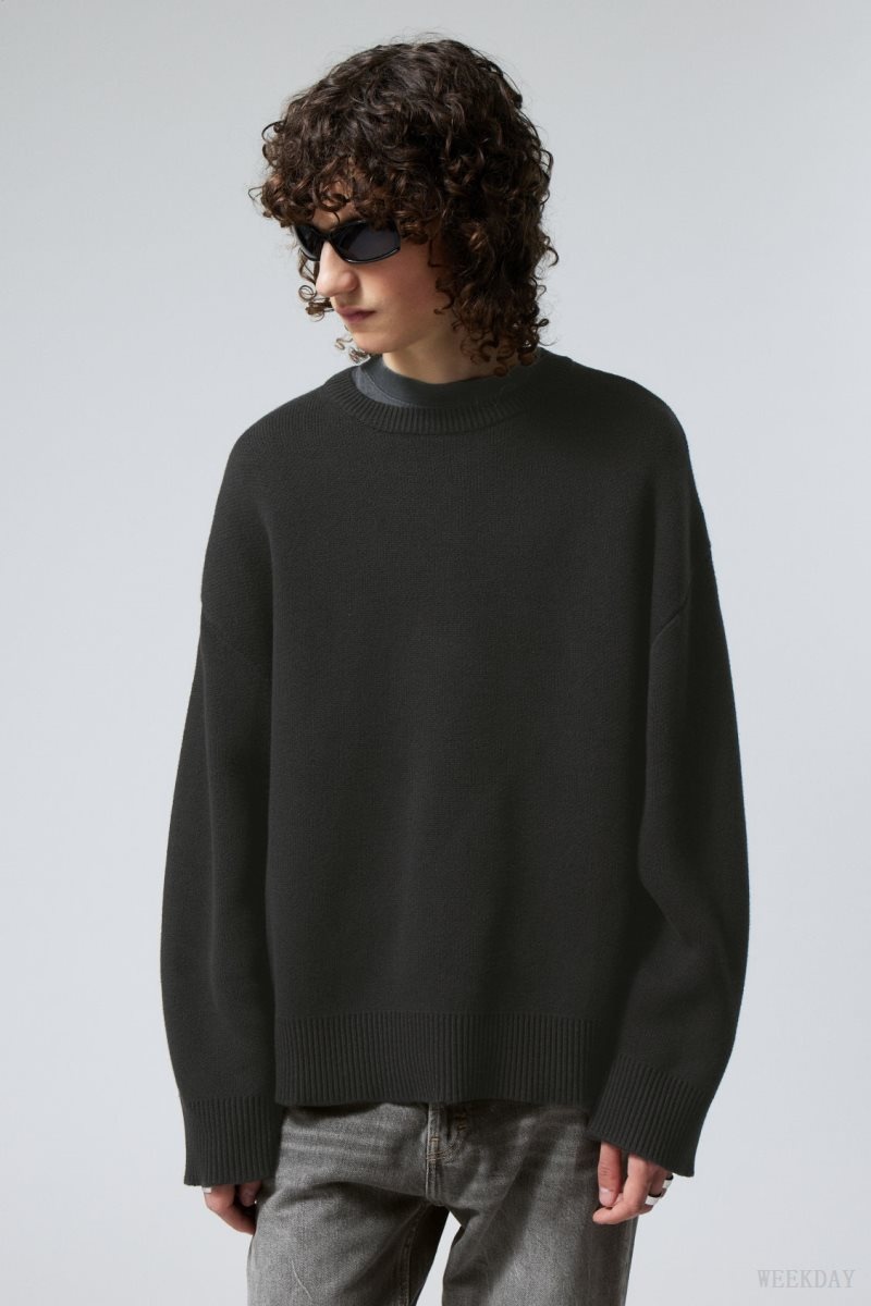 Black Weekday Cypher Oversized Sweater | MMVS1771