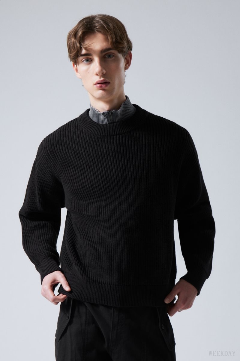 Black Weekday Daniel Regular Sweatshirt | QHXD6372