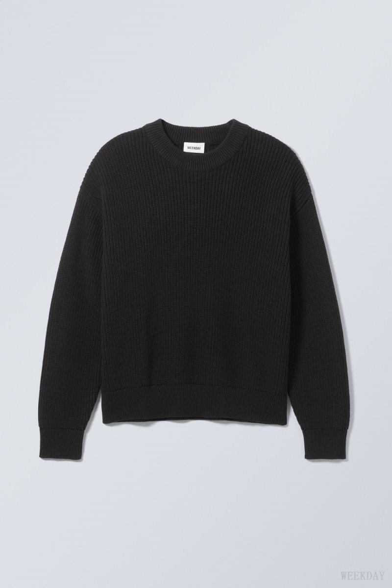 Black Weekday Daniel Regular Sweatshirt | QHXD6372