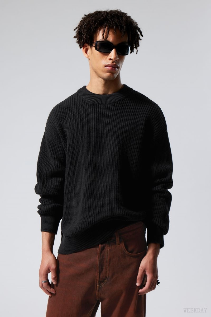 Black Weekday Daniel Regular Sweatshirt | QHXD6372