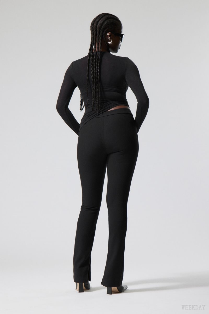 Black Weekday Dessa slim Trousers | NFMK2553