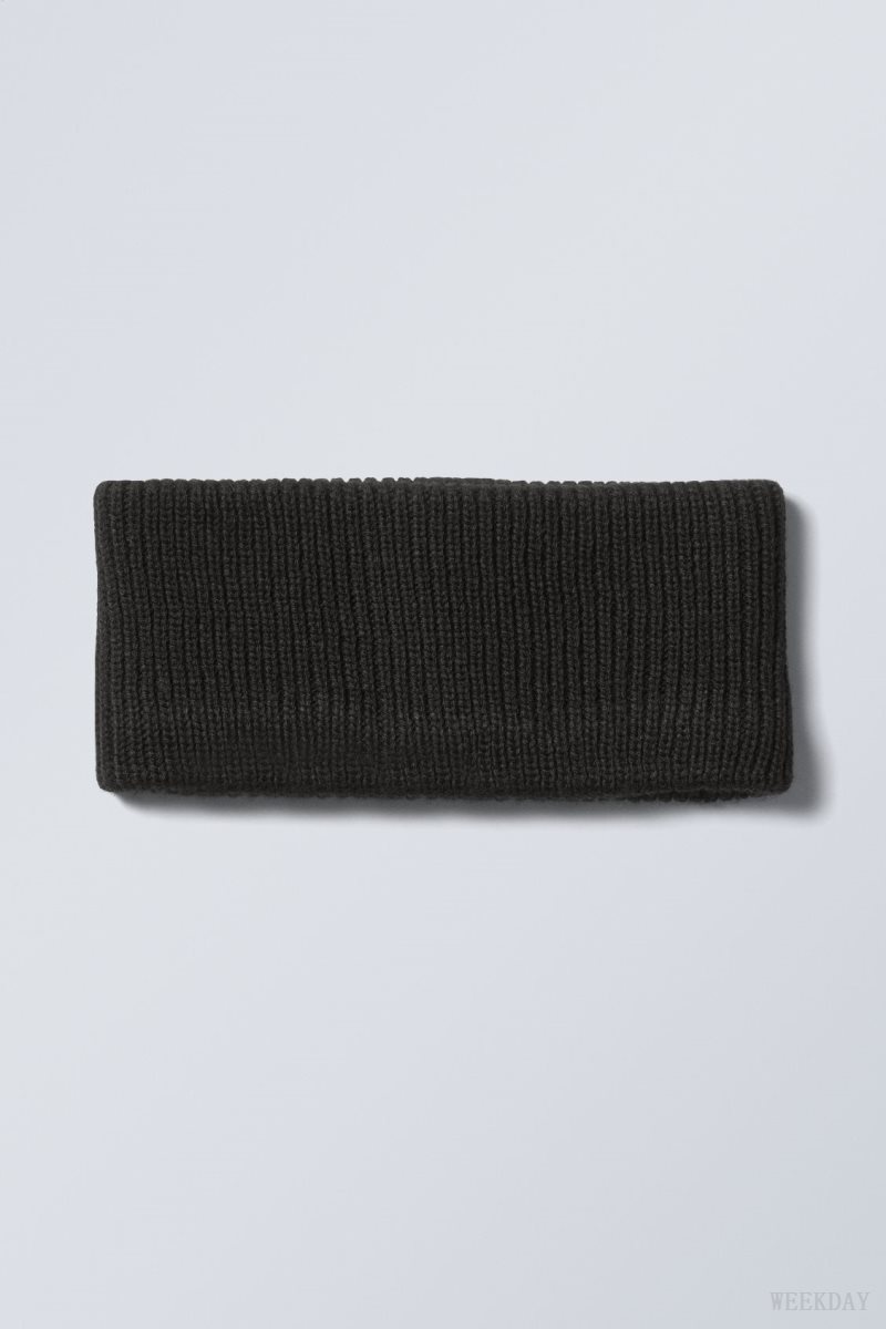 Black Weekday Elsa Ribbed Knit Headband | MGLQ9183