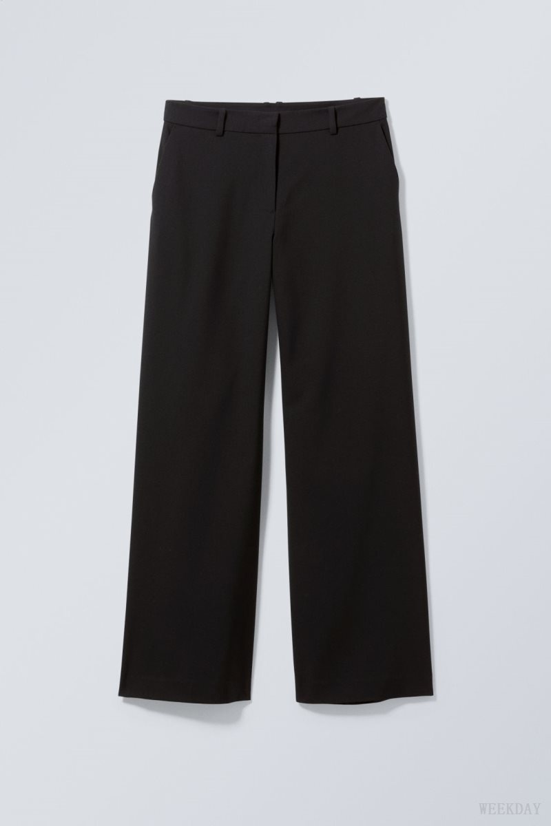 Black Weekday Emily Low Waist Suiting Trousers | YUGP8152