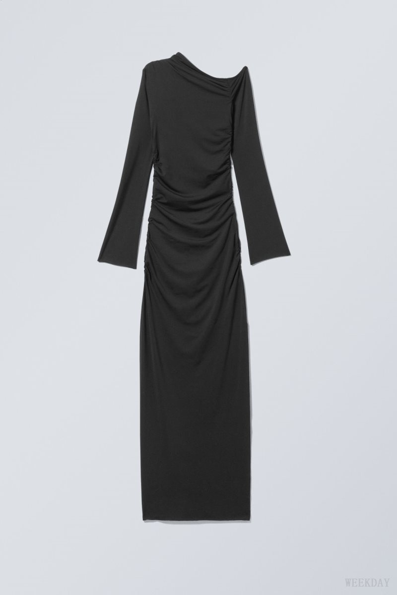 Black Weekday Erin Drape Dress | UYXN7991