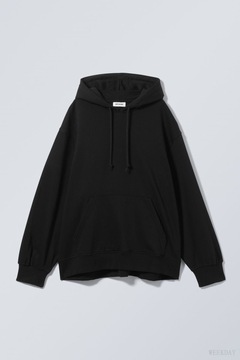 Black Weekday Essence Relaxed Hoodie | RVFO6702