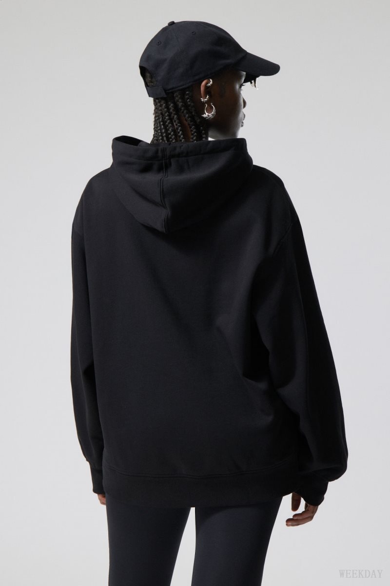 Black Weekday Essence Relaxed Hoodie | RVFO6702