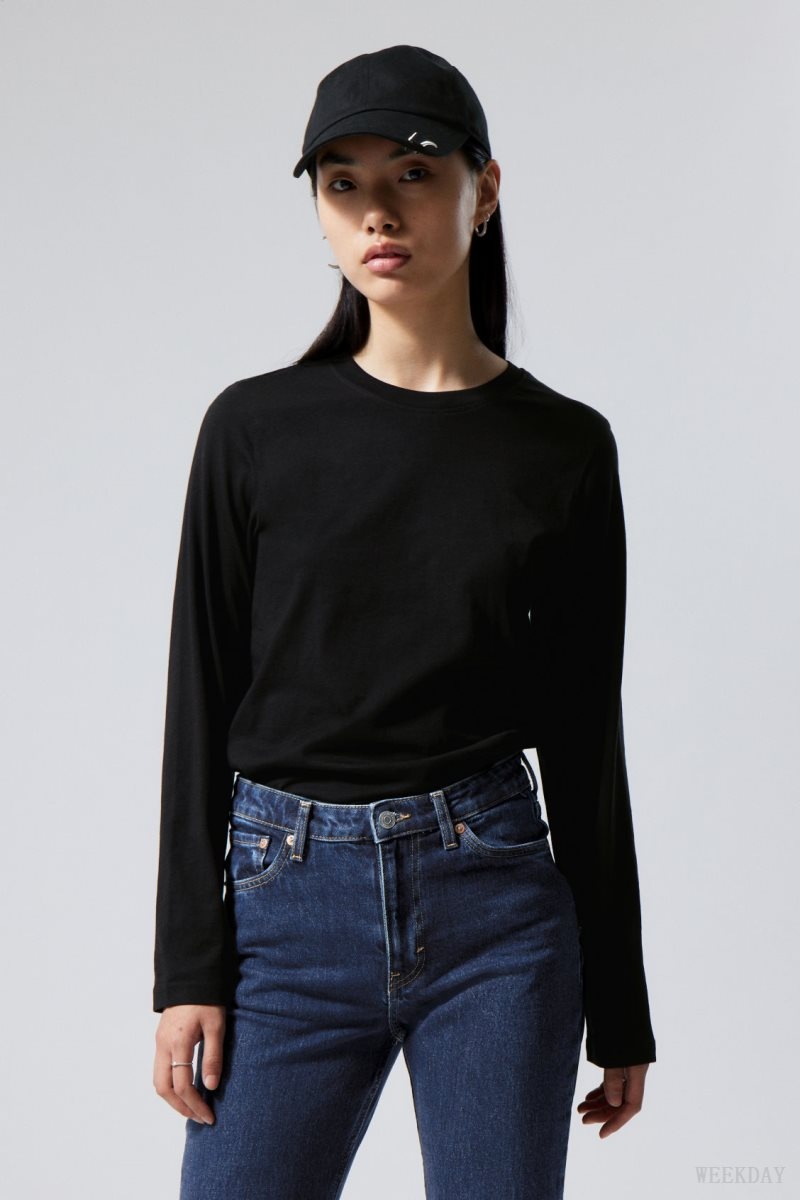 Black Weekday Essence Standard Long Sleeve | VKAG2392