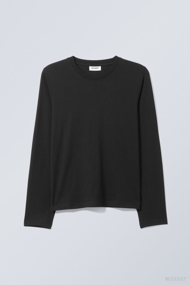 Black Weekday Essence Standard Long Sleeve | VKAG2392