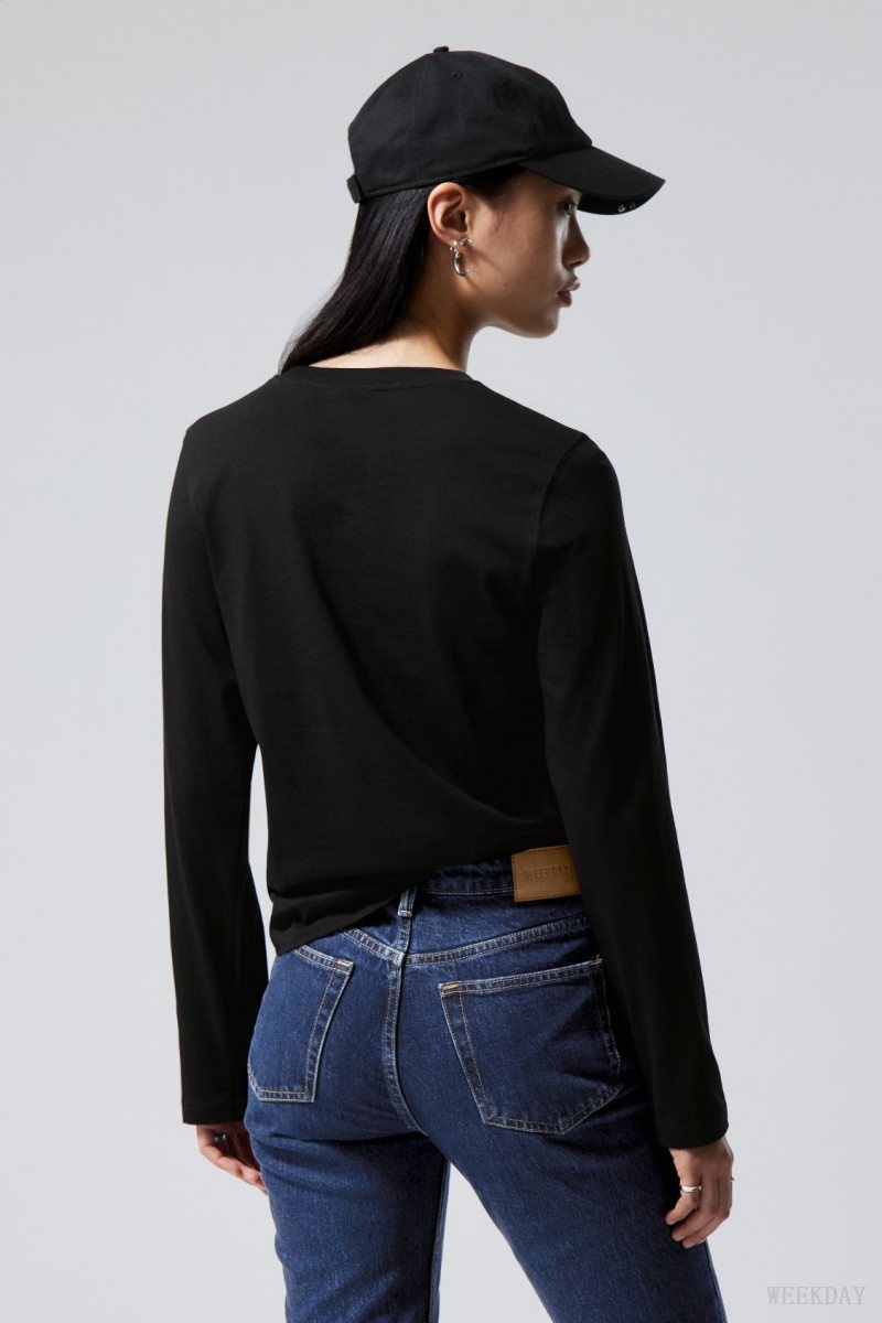 Black Weekday Essence Standard Long Sleeve | VKAG2392