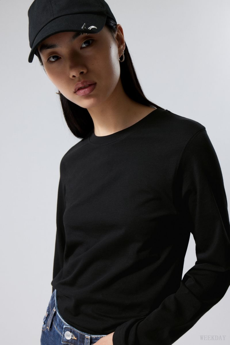 Black Weekday Essence Standard Long Sleeve | VKAG2392