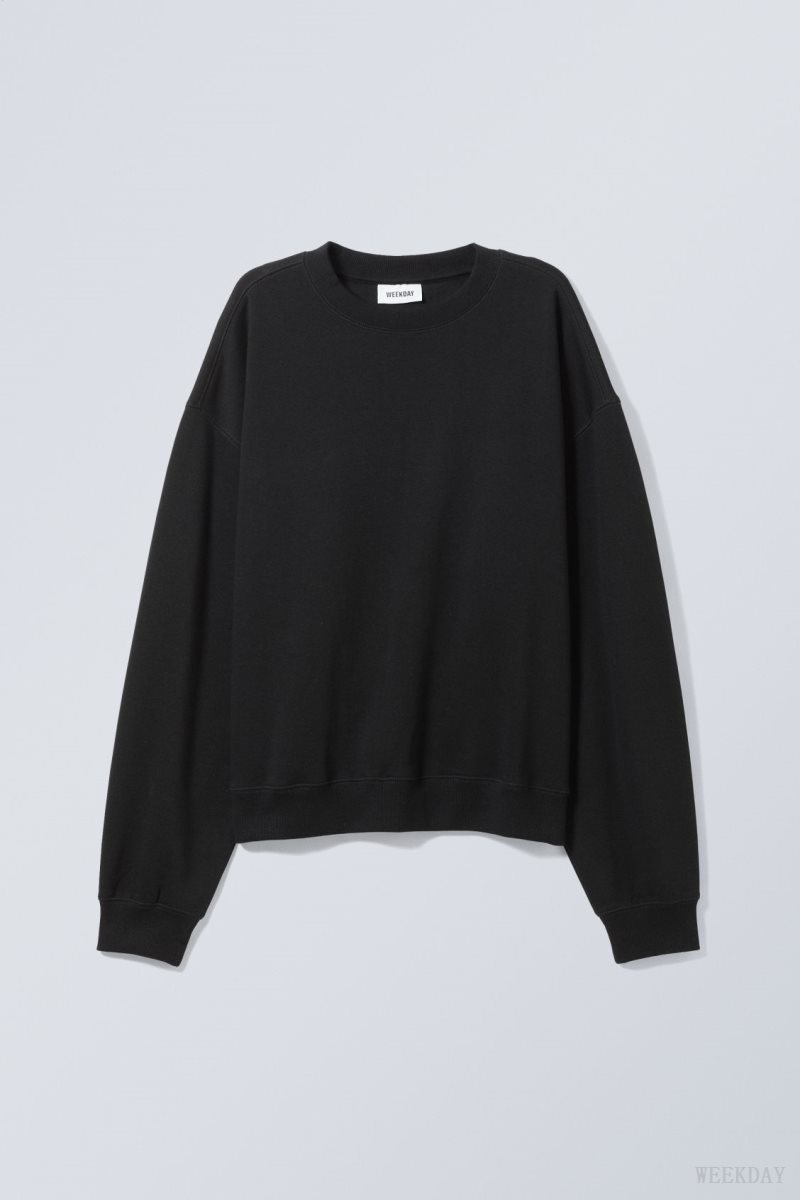 Black Weekday Essence Standard Sweatshirt | IQMY9723