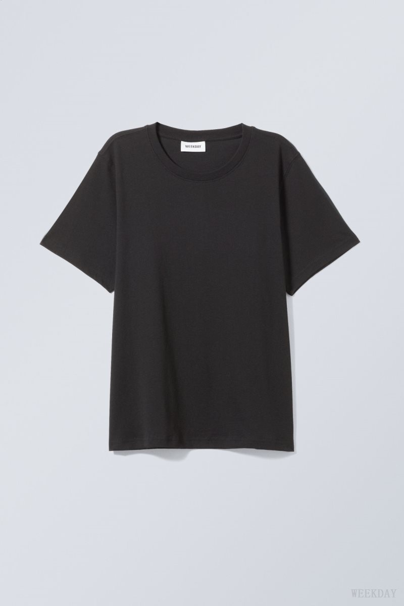 Black Weekday Essence Standard T-shirt | LKFX0693