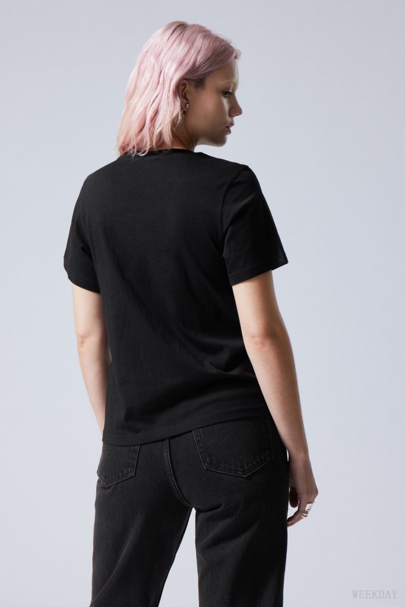 Black Weekday Essence Standard T-shirt | LKFX0693