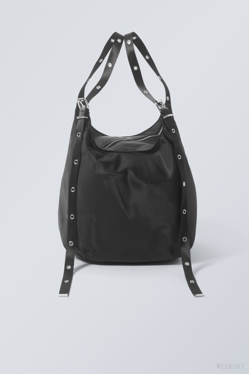 Black Weekday Eyelet Shoulder Bag | TJEU0325