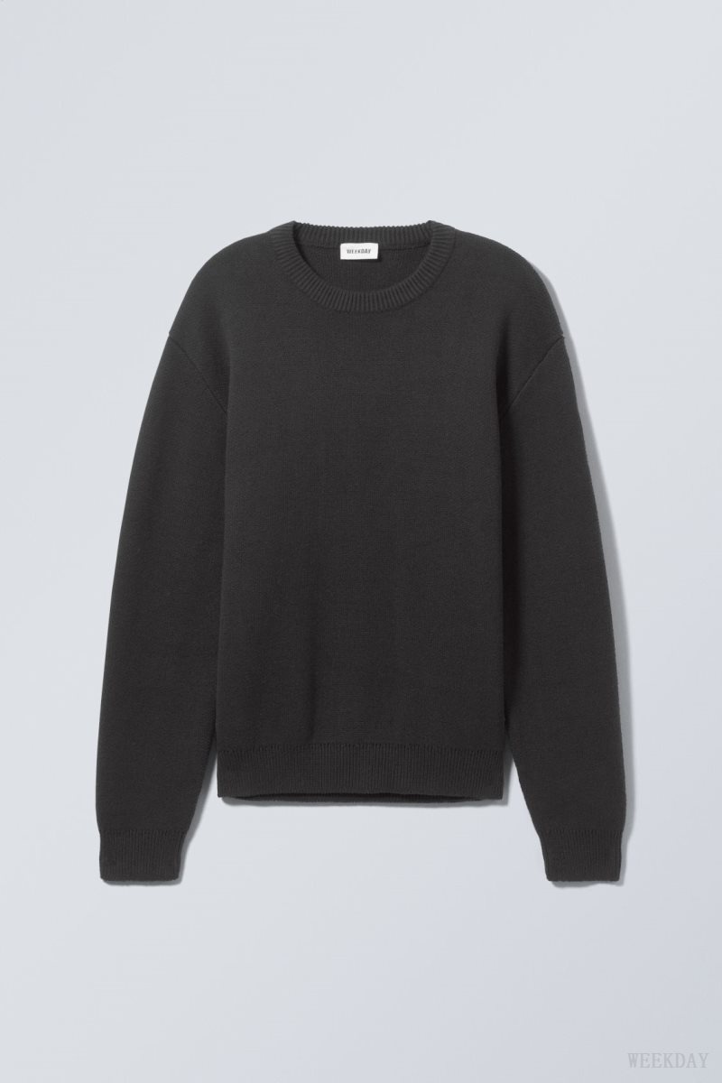 Black Weekday Fabian Jacquard Knit Sweater | FQEJ4364