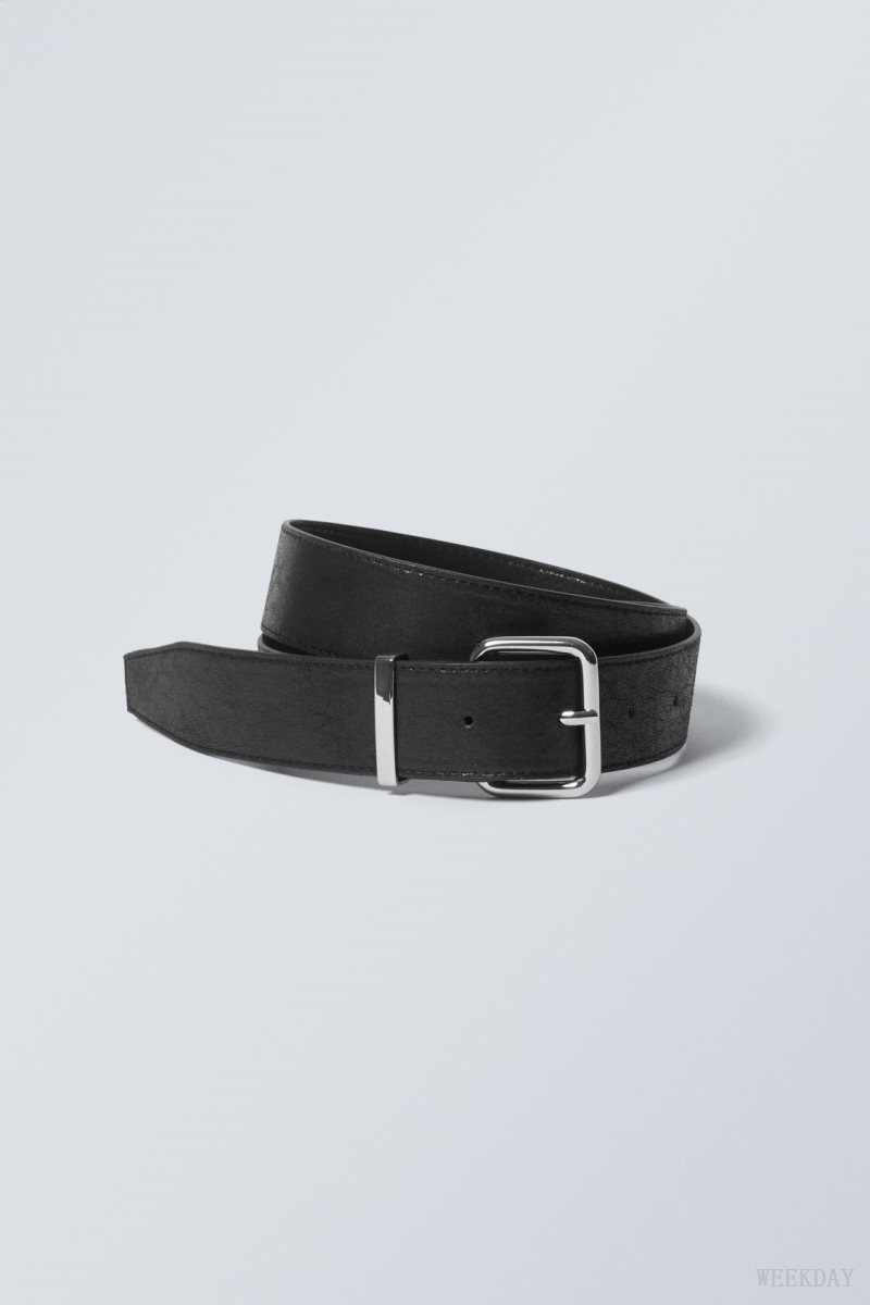 Black Weekday Faux Leather Buckle Belt | UNYK9013