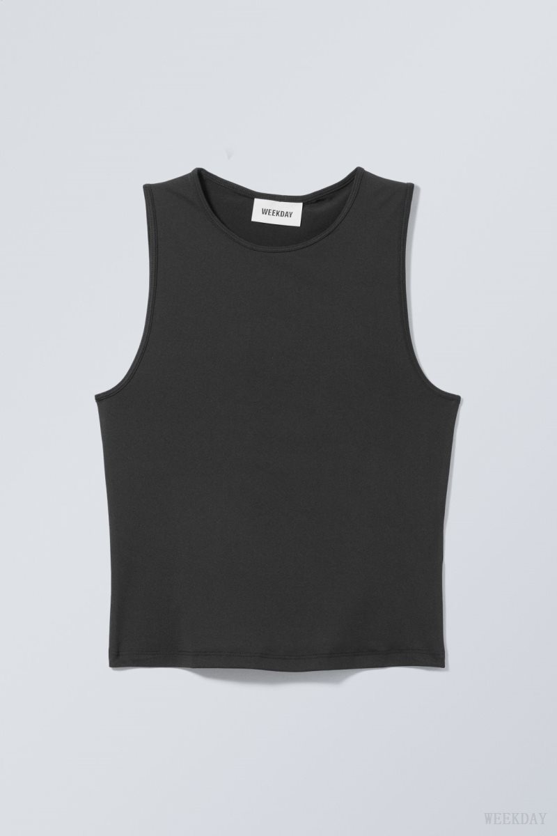 Black Weekday Fine Fitted Tank Top | URDY3390