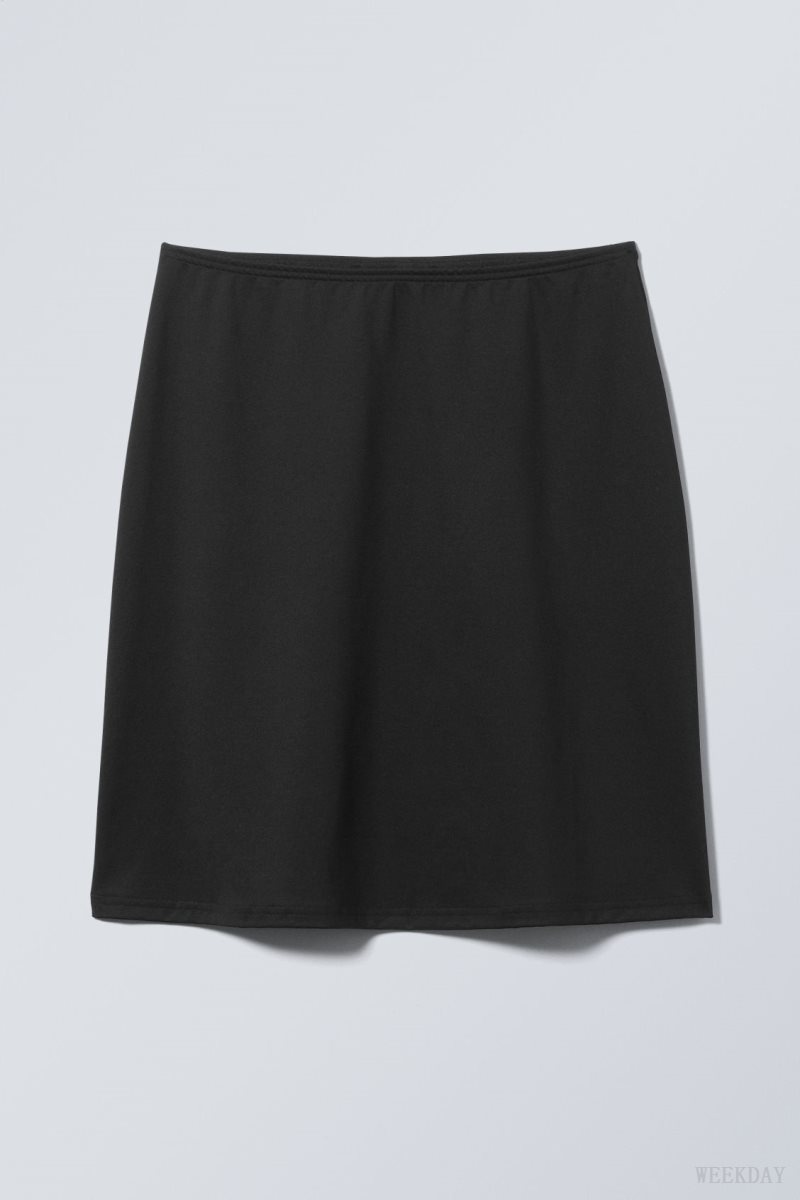 Black Weekday Fine Midi Skirt | XTAF4389