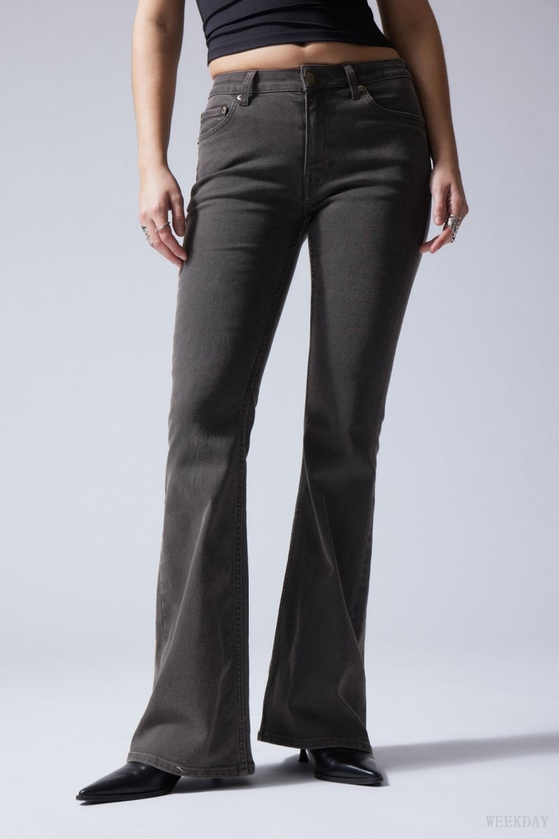 Black Weekday Flame Low Flared Jeans | WMFJ6429