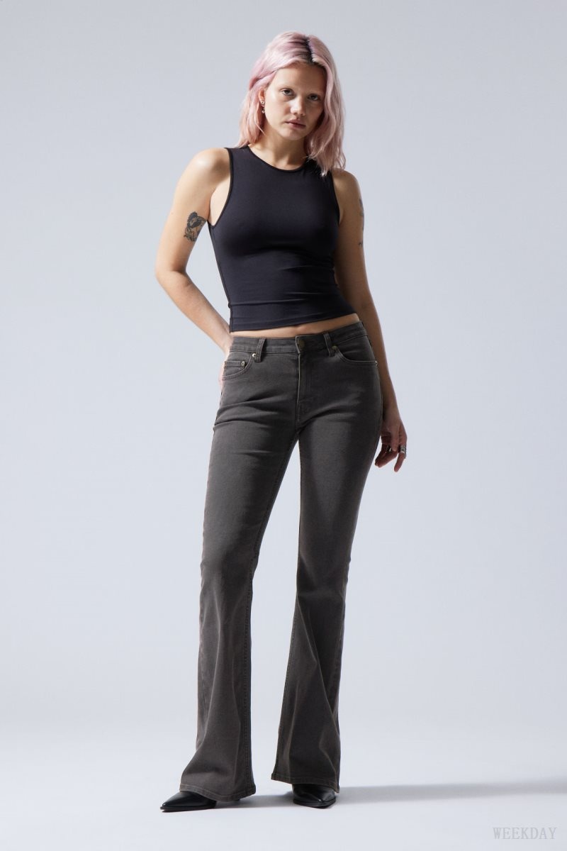 Black Weekday Flame Low Flared Jeans | WMFJ6429